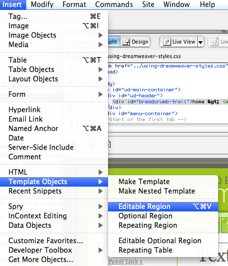 Create editable regions