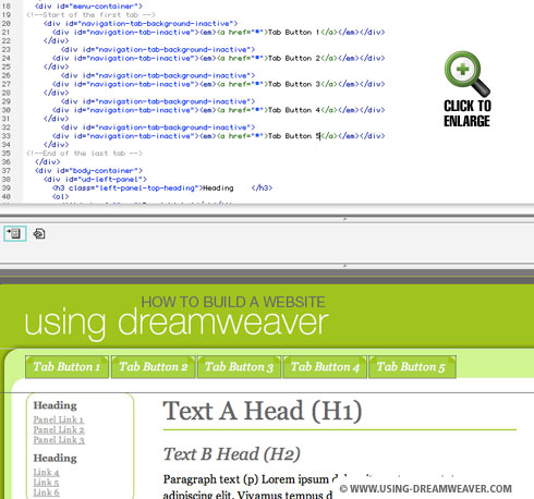 Create navigation tabs