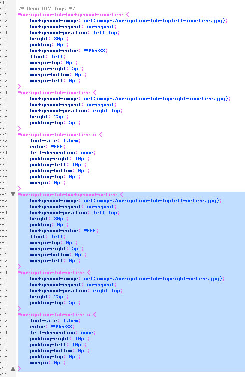 Create navigation tabs