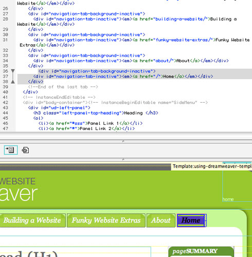 Create a page from a Dreamweaver template