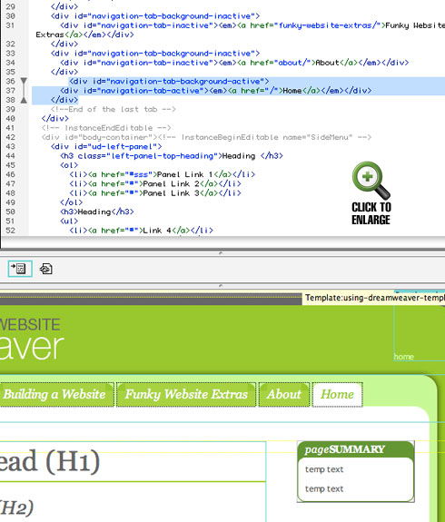 Create a page from a Dreamweaver template